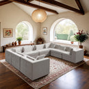  Manufacturer Color_Cream -- Stellar 152" Cream Chenille Fabric Upholstered 8 pc Modular Sectional IMAGE 2