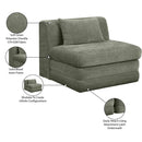  Manufacturer Color_Green -- Stellar Green Chenille Fabric Upholstered Modular Armless Chair IMAGE 9