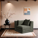  Meridian Stellar Green Chenille Fabric Upholstered Modular Corner Chair IMAGE 2