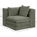  Meridian Stellar Green Chenille Fabric Upholstered Modular Corner Chair IMAGE 7