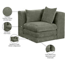  Meridian Stellar Green Chenille Fabric Upholstered Modular Corner Chair IMAGE 8