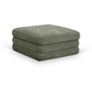  Meridian Stellar Green Chenille Fabric Upholstered Modular Ottoman IMAGE 1