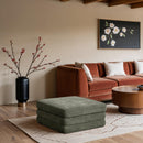  Meridian Stellar Green Chenille Fabric Upholstered Modular Ottoman IMAGE 2
