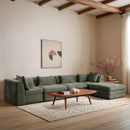  Manufacturer Color_Green -- Stellar 152" Green Chenille Fabric Upholstered 5 pc Modular Sectional IMAGE 2