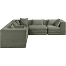  Meridian Stellar 114" Green Chenille Fabric Upholstered 5 pc Modular Sectional IMAGE 4