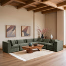  Manufacturer Color_Green -- Stellar 152" Green Chenille Fabric Upholstered 6 pc Modular Sectional IMAGE 2
