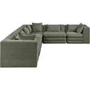  Manufacturer Color_Green -- Stellar 152" Green Chenille Fabric Upholstered 6 pc Modular Sectional IMAGE 4