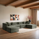  Meridian Stellar 152" Green Chenille Fabric Upholstered 6 pc Modular Sectional IMAGE 2