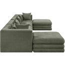  Meridian Stellar 152" Green Chenille Fabric Upholstered 6 pc Modular Sectional IMAGE 4