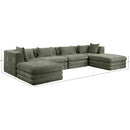  Manufacturer Color_Green -- Stellar 152" Green Chenille Fabric Upholstered 6 pc Modular Sectional IMAGE 8