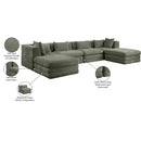  Manufacturer Color_Green -- Stellar 152" Green Chenille Fabric Upholstered 6 pc Modular Sectional IMAGE 9