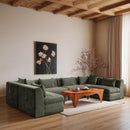  Meridian Stellar 152" Green Chenille Fabric Upholstered 6 pc Modular Sectional IMAGE 2