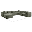  Manufacturer Color_Green -- Stellar 152" Green Chenille Fabric Upholstered 7 pc Modular Sectional IMAGE 8