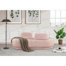  Manufacturer Color_Pink -- Argyle Pink Teddy Fabric Upholstered Chaise Lounge / Loveseat IMAGE 2