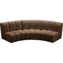 Meridian Infinity Brown Velvet 3 pc Modular Sectional IMAGE 5