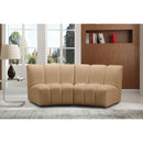  Meridian Infinity 83" Camel Velvet Upholstered 2 pc Modular Sectional IMAGE 2