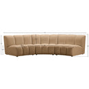  Meridian Infinity 119" Camel Velvet Upholstered 3 pc Modular Sectional IMAGE 11