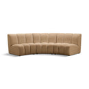  Meridian Infinity 119" Camel Velvet Upholstered 3 pc Modular Sectional IMAGE 1