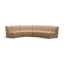  Meridian Infinity 148" Camel Velvet Upholstered 4 pc Modular Sectional IMAGE 1