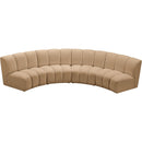  Meridian Infinity 148" Camel Velvet Upholstered 4 pc Modular Sectional IMAGE 5