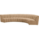  Meridian Infinity 167" Camel Velvet Upholstered 5 pc Modular Sectional IMAGE 3