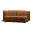  Meridian Infinity 83" Saddle Velvet Upholstered 2 pc Modular Sectional IMAGE 1