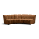  Meridian Infinity 119" Saddle Velvet Upholstered 3 pc Modular Sectional IMAGE 1