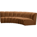  Meridian Infinity 119" Saddle Velvet Upholstered 3 pc Modular Sectional IMAGE 3