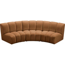  Meridian Infinity 119" Saddle Velvet Upholstered 3 pc Modular Sectional IMAGE 5