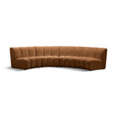  Meridian Infinity 148" Saddle Velvet Upholstered 4 pc Modular Sectional IMAGE 1