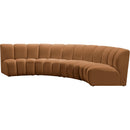  Meridian Infinity 148" Saddle Velvet Upholstered 4 pc Modular Sectional IMAGE 3