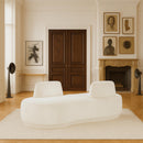 Meridian Argyle Cream Chenille Fabric Chaise/Loveseat IMAGE 2