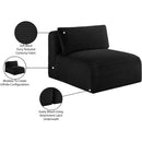 Meridian Shaggy Black Corduroy Performance Fabric Armless Chair IMAGE 10