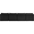 Meridian Shaggy Black Corduroy Performance Fabric Modular Sofa IMAGE 5