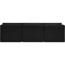 Meridian Shaggy Black Corduroy Performance Fabric Modular Sofa IMAGE 5