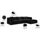  Manufacturer Color_Black -- Meridian Shaggy Fabric 3 pc Sectional IMAGE 13