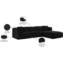  Manufacturer Color_Black -- Meridian Shaggy Fabric 4 pc Sectional IMAGE 13