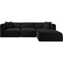  Manufacturer Color_Black -- Meridian Shaggy Fabric 4 pc Sectional IMAGE 3