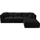  Manufacturer Color_Black -- Meridian Shaggy Fabric 4 pc Sectional IMAGE 6