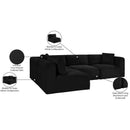  Manufacturer Color_Black -- Meridian Shaggy Fabric 4 pc Sectional IMAGE 13