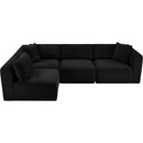  Manufacturer Color_Black -- Meridian Shaggy Fabric 4 pc Sectional IMAGE 6