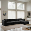  Manufacturer Color_Black -- Meridian Shaggy Fabric 4 pc Sectional IMAGE 2