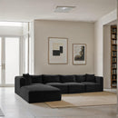 Meridian Shaggy Black Corduroy Performance Fabric Modular Sectional IMAGE 2