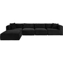  Manufacturer Color_Black -- Meridian Shaggy Fabric 5 pc Sectional IMAGE 3