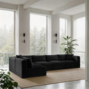 Meridian Shaggy Black Corduroy Performance Fabric Modular Sectional IMAGE 2