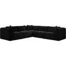 Manufacturer Color_Black -- Meridian Shaggy Fabric 5 pc Sectional IMAGE 3