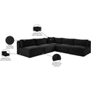  Manufacturer Color_Black -- Meridian Shaggy Fabric 5 pc Sectional IMAGE 10