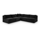  Manufacturer Color_Black -- Meridian Shaggy Fabric 5 pc Sectional IMAGE 1