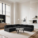  Manufacturer Color_Black -- Meridian Shaggy Fabric 5 pc Sectional IMAGE 2