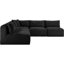  Manufacturer Color_Black -- Meridian Shaggy Fabric 5 pc Sectional IMAGE 4